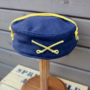 Civil War Union Leather Peak 1st Or 2nd Lieutenant's Kepi Navy blue 1 gold row 