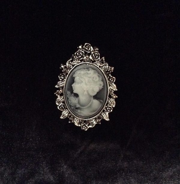 Large Cameo With Dark Blue Background and Rose Design - Civil War Sutler